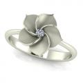 Frangipani flower shaped diamond ring