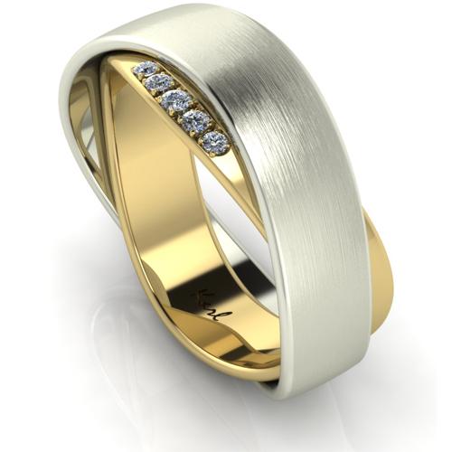 White - yellow gold wedding ring
