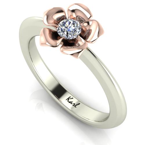 Flower engagement diamond ring