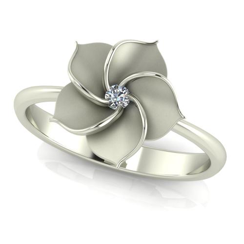Frangipani flower shaped diamond ring