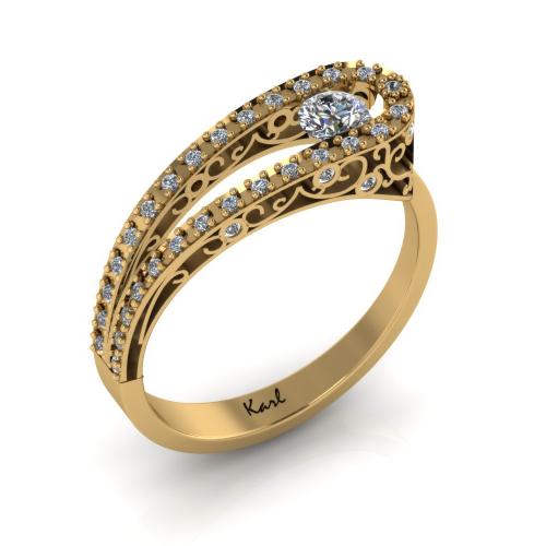 Shaped baroque pattern diamond ring